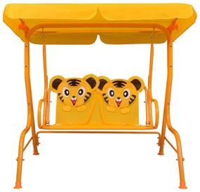Banco de baloiço para crianças 115x75x110 cm tecido amarelo