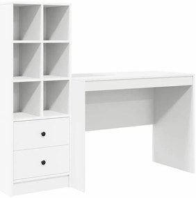 Mesa com Armazenamento Branca de Madeira de Engenharia