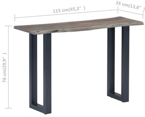 Mesa consola 115x35x76 cm acácia maciça e ferro cinzento