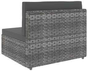 10 pcs conjunto lounge de jardim vime PE cinzento
