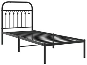 Estrutura de cama metal s/ colchão c/ cabeceira 75x190 cm preto