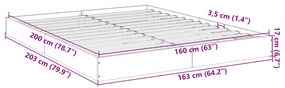 Estrutura de cama sem colchão 160x200 cm sonoma cinzento