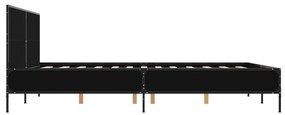 Estrutura de cama 150x200 cm derivados de madeira/metal preto