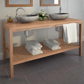 vidaXL Móvel lavatório teca maciça 132x45x75 cm