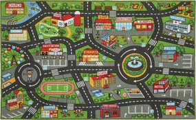 AIYAPLAY Tapete Infantil Estrada de Cidade 160x100 cm Tapete Educativo Antiderrapante para Engatinhar e Brincar com Carros Multicor | Aosom Portugal