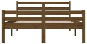 Estrutura de cama 140x190 cm madeira maciça castanho-mel