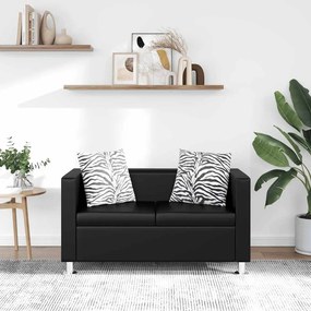 vidaXL Sofá de 2 lugares couro artificial preto