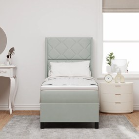 vidaXL Cama Box Spring com Colchão Cinza Claro 80x200 cm Veludo