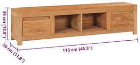 Móvel de TV 135x30x35 cm madeira de teca maciça