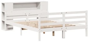 Cama com estante sem colchão 135x190 cm pinho maciço branco