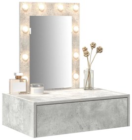 Mesa de Maquiagem Suspensa com Luzes LED Cinza Concreto