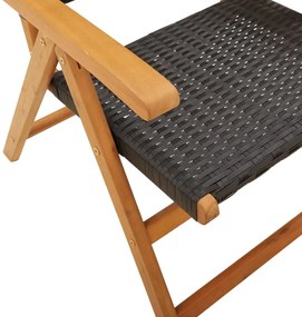 Cadeiras de jardim 2 pcs madeira acácia maciça e vime PE preto