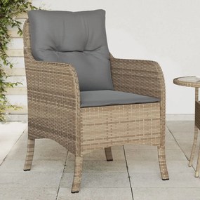 vidaXL Cadeiras de jardim com almofadões 2 pcs vime PE bege misturado