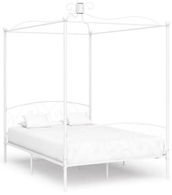 vidaXL Estrutura de cama com dossel metal 140x200 cm branco