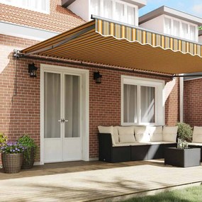 Toldo Retrátil Manual Azul Marinho 500x300 cm Metal e Tecido