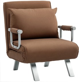 HOMCOM Sofá Cama Individual Sofá Cama Individual Sofá Reclinável com Almofada para Sala Quarto Carga 100 kg 65x69x80 cm Marrom | Aosom Portugal