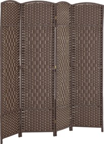 HOMCOM Biombo Dobrável 4 Painéis 180x180 cm Divisória Interior em Pinho e Polipropileno Castanho | Aosom Portugal
