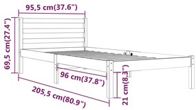 Estrutura de cama 90x200 cm pinho maciço castanho mel