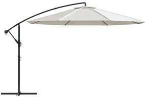 Guarda-sol de jardim cantilever 3,5 m branco areia
