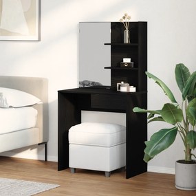 Mesa de Maquiagem em Carvalho Preto com Espelho - 74,5 x 40 x 141 cm