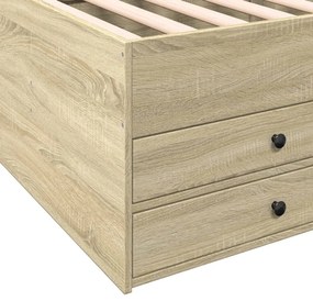 Sofá-cama com gavetas sem colchão 75x190 cm carvalho sonoma