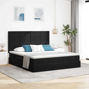 vidaXL Cama com arrumação e colchão Preto 160 x 200 cm Veludo