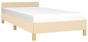 Estrutura de cama sem colchão 100x200 cm tecido cor creme