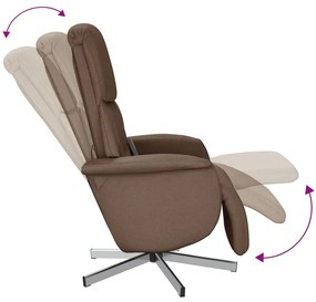 Cadeira de massagens reclinável c/ apoio de pés tecido castanho