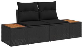 Conjunto de Sofá de Jardim vidaXL 14 Peças com Almofadas Preto Rattan