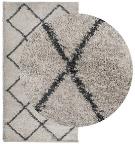 Tapete shaggy de pelo alto PAMPLONA 60x110 cm bege e antracite