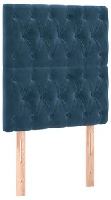 Cama box spring c/ colchão/LED 90x190 cm veludo azul-escuro