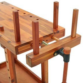 Bancada de trabalho com tornos 92x48x83 cm acácia maciça