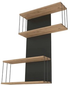 Prateleira de Parede Destan – Antracite e Carvalho – 65x96x19 cm