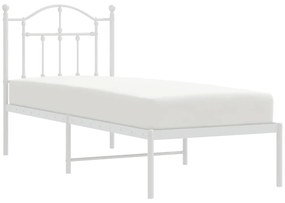 Estrutura de cama com cabeceira 75x190 cm metal branco