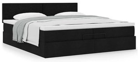 Estrutura de cama otomana com colchão 200x200 cm tecido preto