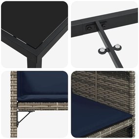 Conjunto de Jantar de Jardim com 5 Peças e Almofadas Cinza em Rattan S
