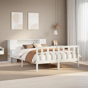 Cama com estante sem colchão 150x200 cm pinho maciço branco