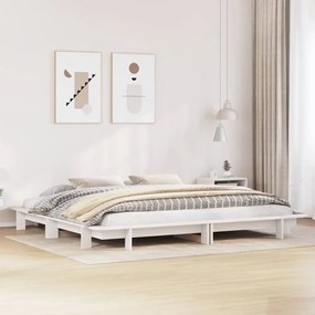 vidaXL Cama sem colchão 200x200 cm madeira de pinho maciça branco