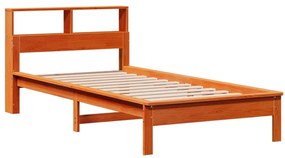 Cama com estante sem colchão 90x190cm pinho maciço castanho-mel