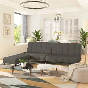 vidaXL Sofá-cama de 2 lugares com banco veludo cinzento-escuro