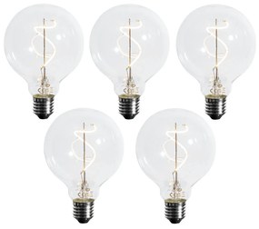 Conjunto de 5 Lâmpadas LED E27 Filamento Espiral Regulável G95 4W 270LM 2700K