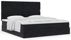 Estrutura de cama otomana com colchões 160x200 cm veludo preto