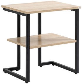 Mesa Auxiliar de 2 Níveis Mesa Auxiliar para Sala de Estar Dormitório Estúdio Escritório Estilo Moderno 45x35x48cm Madeira e Preto