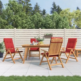 vidaXL Cadeiras de jardim reclináveis c/ almofadões 4 pcs teca maciça