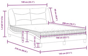 Cama com colchão 140x200 cm tecido castanho-acinzentado