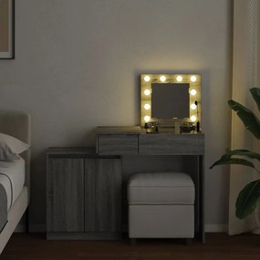 Toucador com LED 115x37x110,5 cm cinzento sonoma