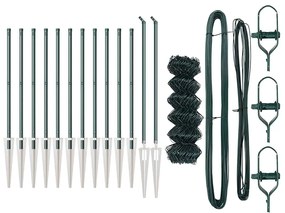 Conjunto de Postes de Cerca Verde 0.4 x 25 m Aço Galvanizado