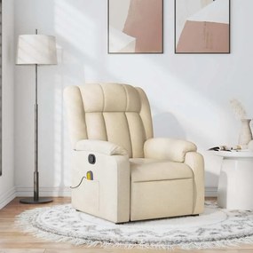 Poltrona de massagens reclinável tecido cor creme