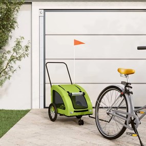 vidaXL Reboque de bicicleta p/ animais tecido oxford/ferro verde
