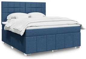 Cama com molas/colchão 180x200 cm tecido azul